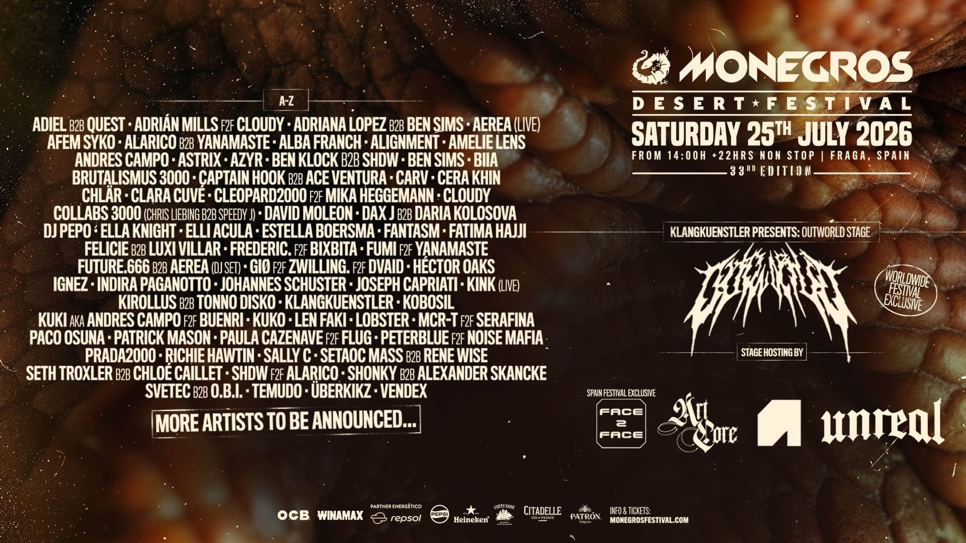 Event poster for Monegros Desert Festival 2026